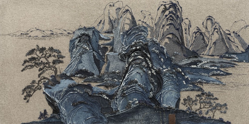 物欲山水系列六 综合材料 212x106cm 2019
